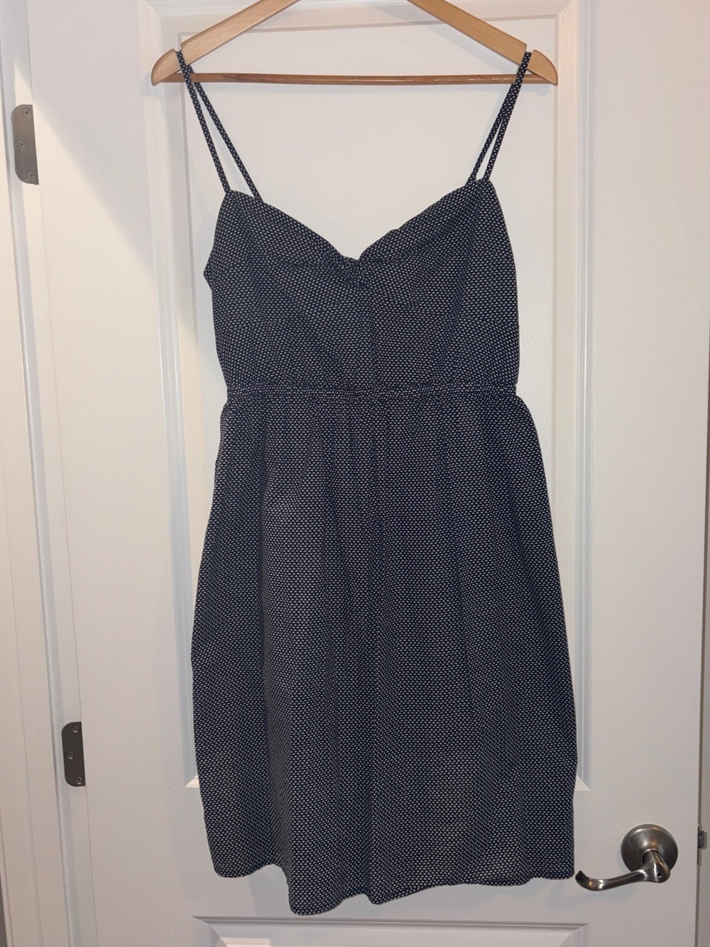 J. Crew Outlet | Navy with White Polka Dot Cotton Spaghetti Strap Mini Sundress